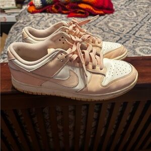 Nike Women's Pink and White Dunks